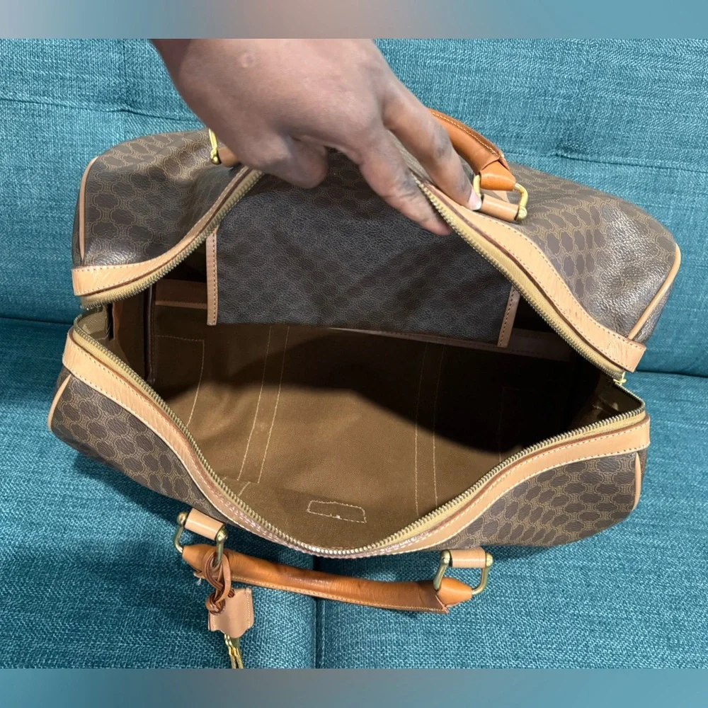 Celine Brown and Tan Macadam Boston Bag - Picture 10 of 16